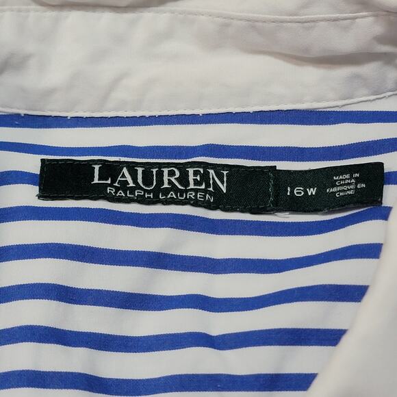 Ralph Lauren LRL Button Up Shirt Size 16W Striped Poplin Professional Oxford Top - Picture 3 of 6